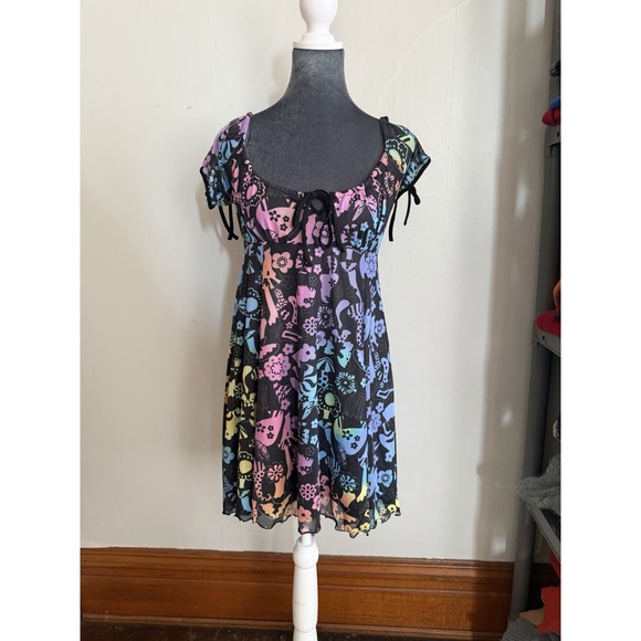 Current Mood Dresses & Skirts - Current Mood Y2K Dress Goth Festival Baby Doll Psychedelic Mushrooms M